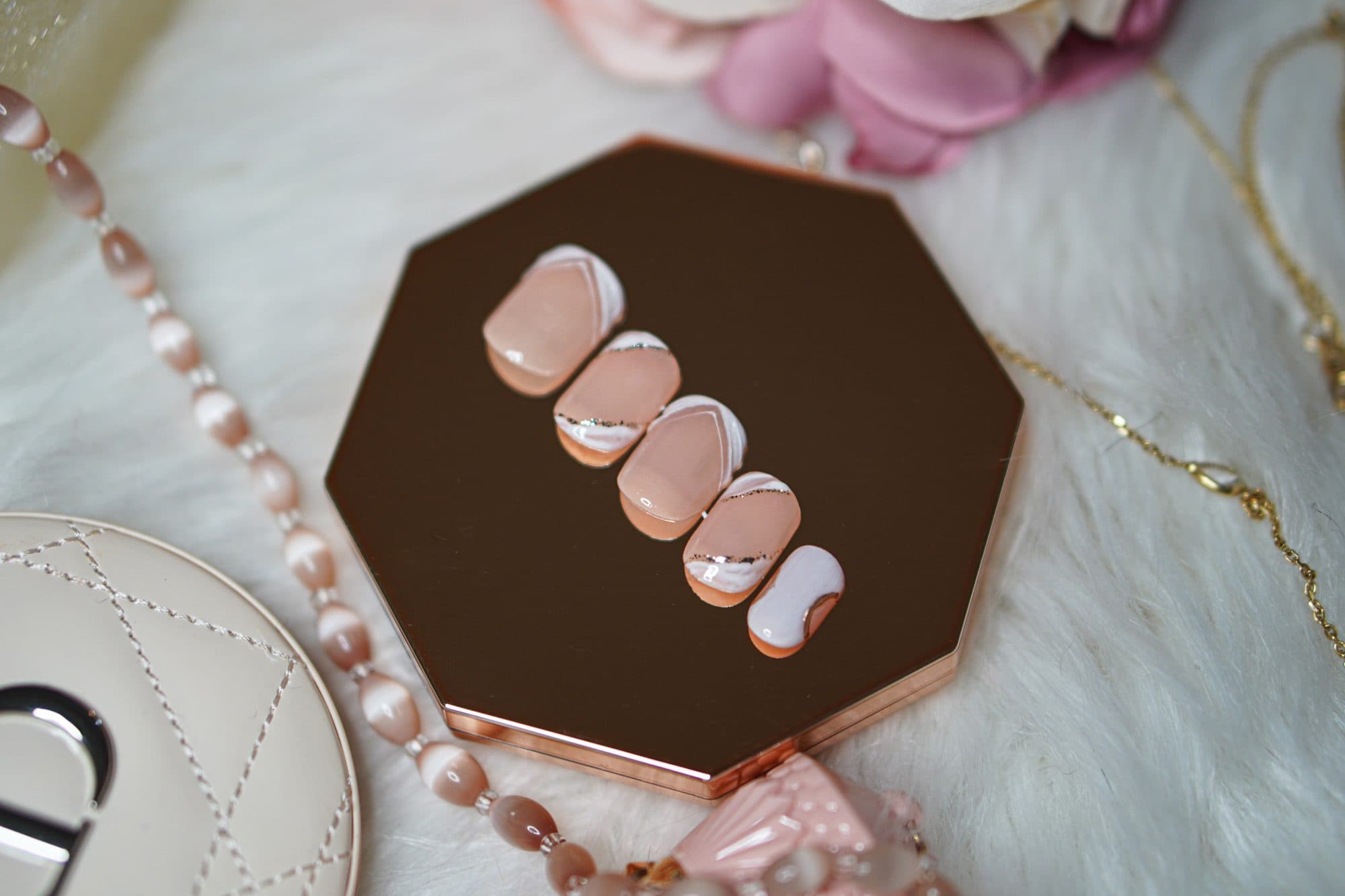 Ingénue — Peach with White Accent & Gold Glitter